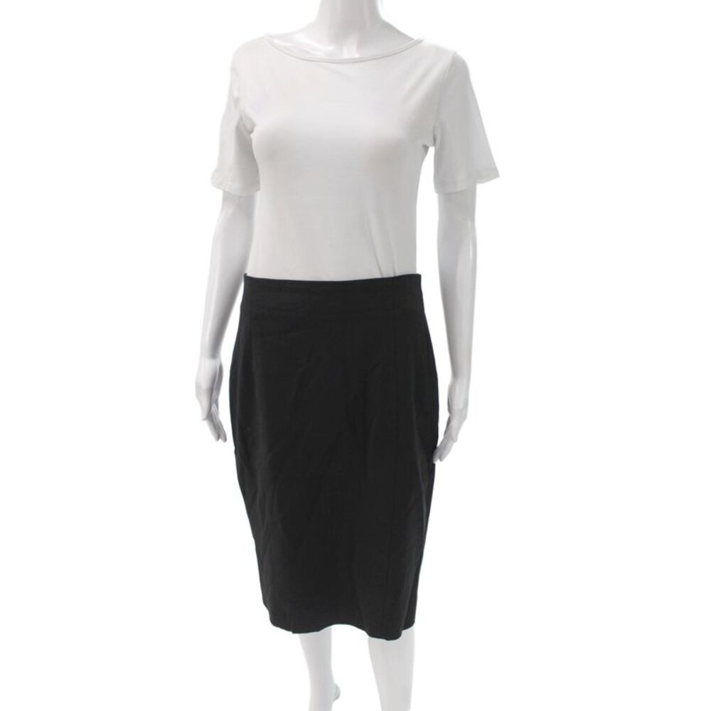 Les Copains Women Straight Pencil Skirt Black Zip Knee Length Size 46